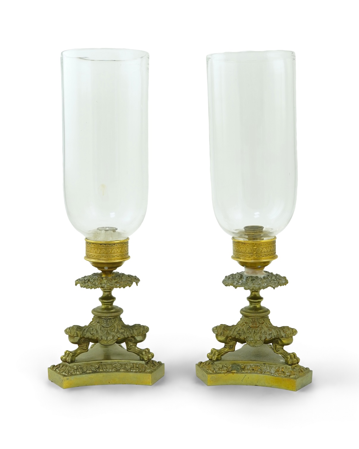 A pair of Empire style ormolu storm lanterns, 19th century